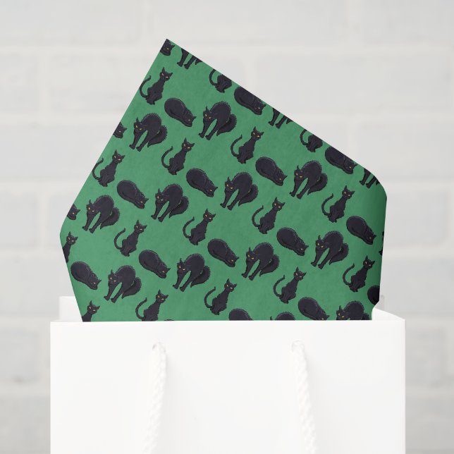 Witchy Black Cats Halloween Pixel Art Pattern Tissue Paper (Gift Bag)