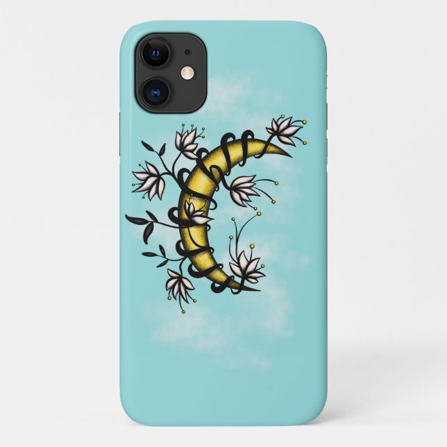 Witchy Boho Floral Moon Case-Mate iPhone Case (Back)