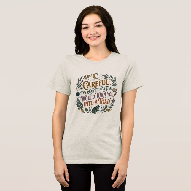 Witchy Bookworm Toad Dark Academia Tri-Blend Shirt (Front Full)