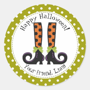 Witchy boots Halloween Classic Round Label