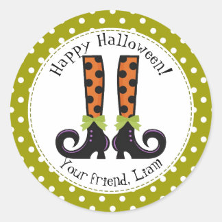 Witchy boots Halloween Classic Round Label