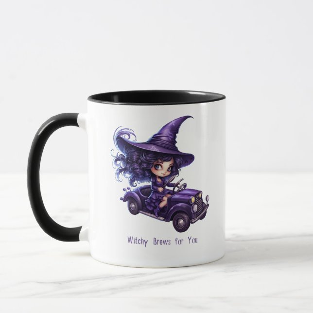 Witchy Brews For You Witch Halloween Mug (Left)