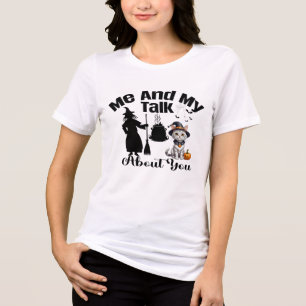 Witchy Cat and Cauldron Halloween  T-Shirt Tri-Blend Shirt