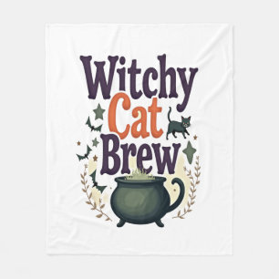Witchy Cat Brew Fleece Blanket