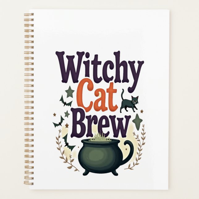 Witchy Cat Brew Planner (Front)