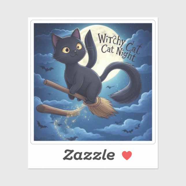 Witchy Cat Night – Magical Black Cat Halloween (Sheet)