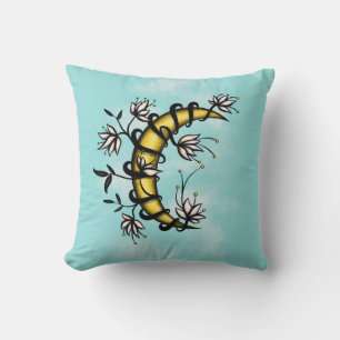 Witchy Crescent Moon Floral Wiccan Cushion