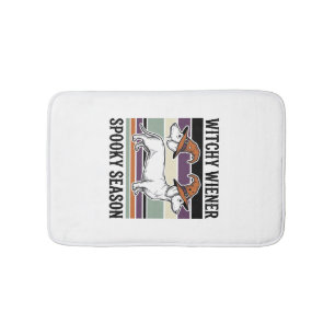 Witchy Dachshund Halloween Vintage Engraving Dog S Bath Mat