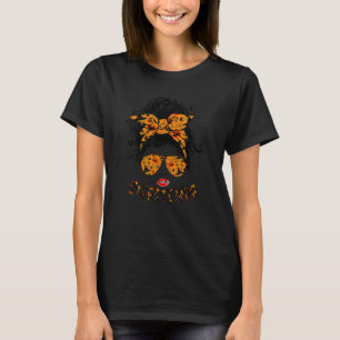 Witchy Dispatcher 911 Halloween Women Messy Bun Di T-Shirt