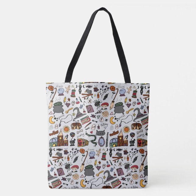 Witchy Doodles in Colour Tote Bag (Front)