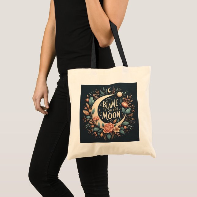 Witchy Floral Blame It On The Moon Tote Bag (Front (Product))