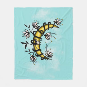 Witchy Floral Moon Fleece Blanket