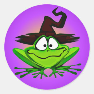 Witchy Frog Purple Classic Round Sticker