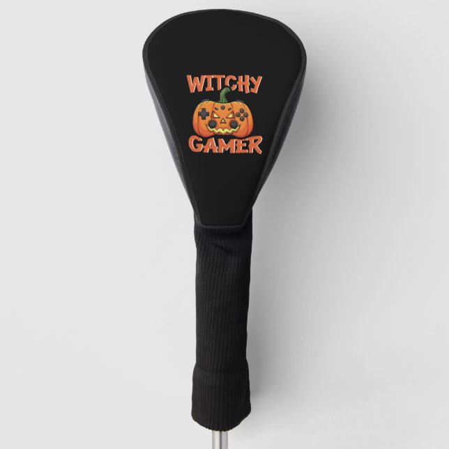 Witchy Gamer Halloween Golf Head Cover (Front)