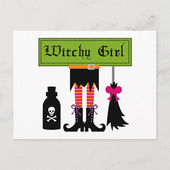 Witchy Girl Halloween T-shirts and Gifts Postcard (Front)