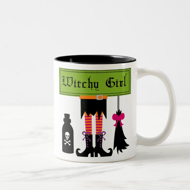 Witchy Girl Halloween T-shirts and Gifts Two-Tone Coffee Mug (Right)