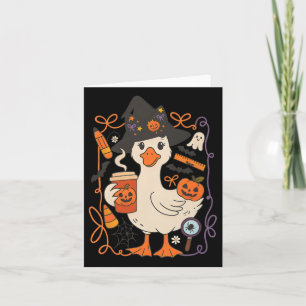 Witchy Goose Halloween Cute Pumpkin Fall Cosy Cott Card