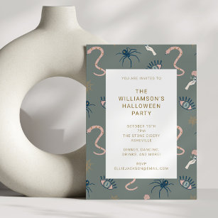 Witchy Gothic Grey Apothecary Halloween Party Invitation