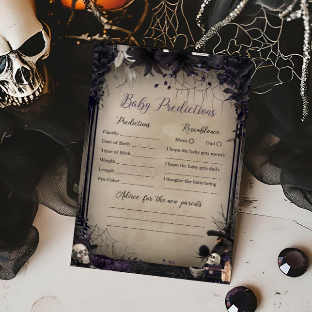 Witchy Gothic Halloween Baby Predictions Game (Witchy Baby Shower Baby Predictions Game)