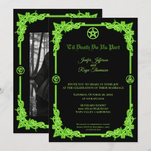 Witchy green Glow Gothic wedding Invitation