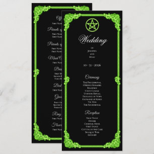Witchy green Glow Gothic Wedding Program Menu