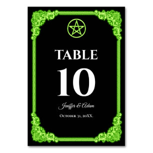 Witchy green Glow Gothic Wedding Table number