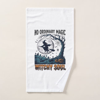 Witchy Halloween Art Vintage Engraving Moonlit Spe Hand Towel