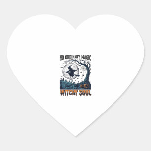Witchy Halloween Art Vintage Engraving Moonlit Spe Heart Sticker