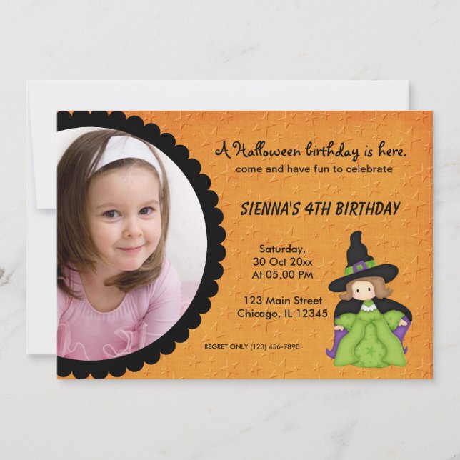 Witchy Halloween Birthday Invitation (Front)