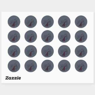 Witchy Halloween Broom Classic Round Sticker