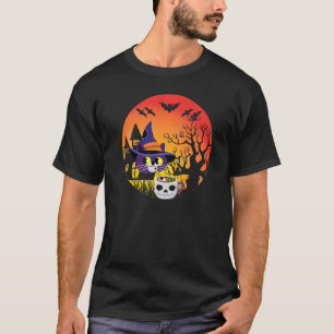 Witchy Halloween Cat Haunted Mansion Witchcraft T-Shirt
