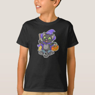 Witchy Halloween cat t-shirt