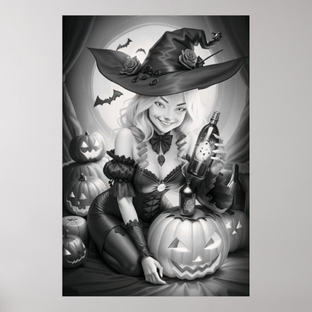 Witchy Halloween Colouring Poster (Front)