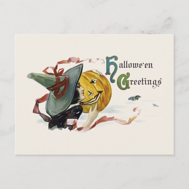 Witchy Halloween Greetings Postcard (Front)