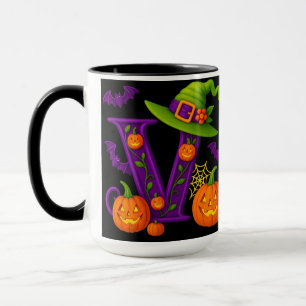 Witchy Halloween Initial “V” Mug