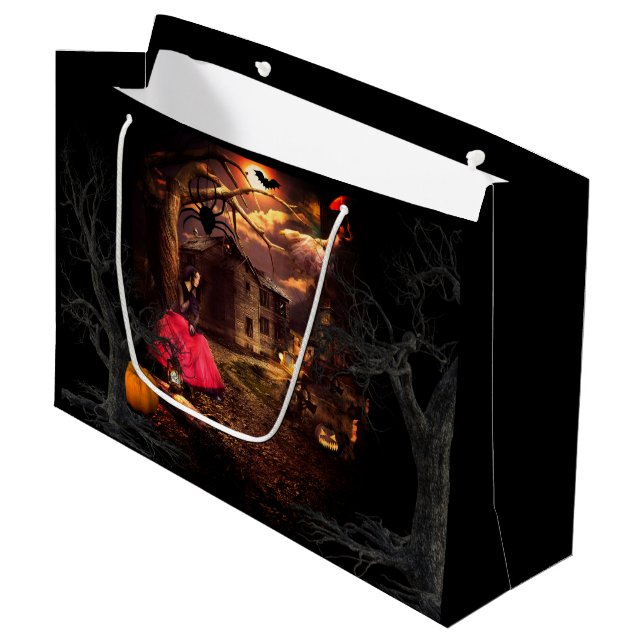 Witchy Halloween  Large Gift Bag (Front Angled)