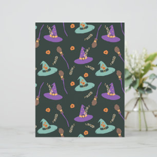 Witchy Halloween Scrapbook Paper - Purple & Green