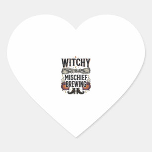 Witchy Halloween Shirt With Broom And Cauldrons_1 Heart Sticker