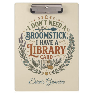 Witchy Librarian Library Card Book Lover Custom Clipboard