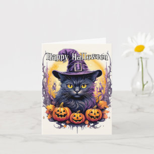 Witchy Little Kitty Cat Happy Halloween Card