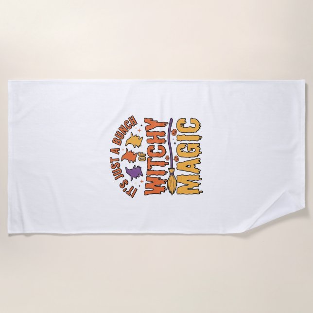 Witchy Magic Halloween Typography Design_1 Beach Towel (Front)