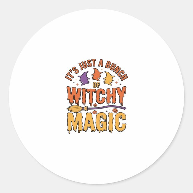 Witchy Magic Halloween Typography Design_1 Classic Round Sticker (Front)