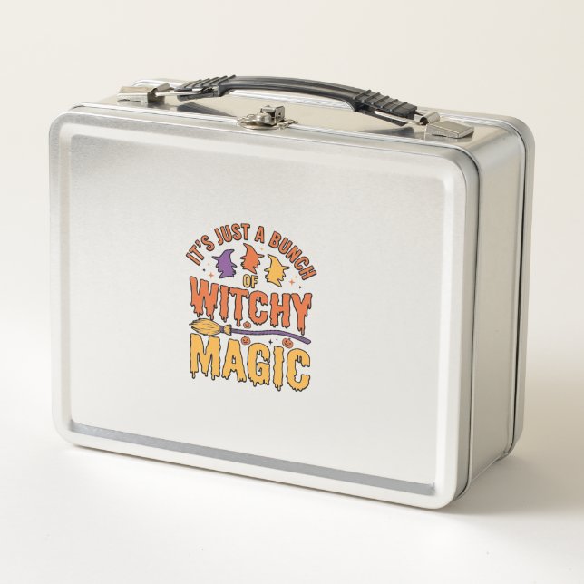 Witchy Magic Halloween Typography Design_1 Metal Lunch Box (Front)