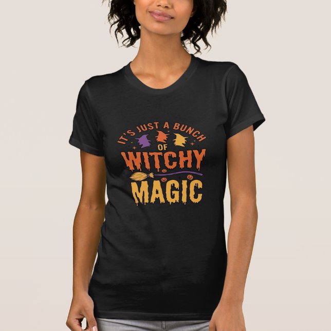 Witchy Magic Halloween Typography Design_1 T-Shirt (Front)