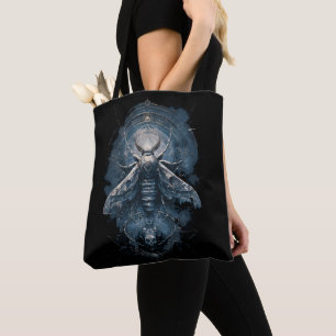 Witchy Magic Moth Dark Canvas Tote Bag