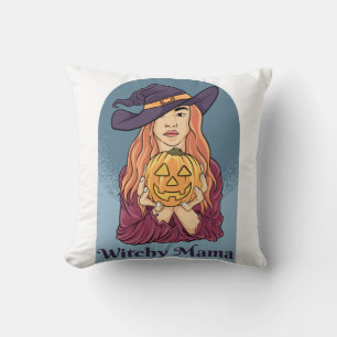 Witchy Mama Ghost Funny Halloween Groovy Cushion