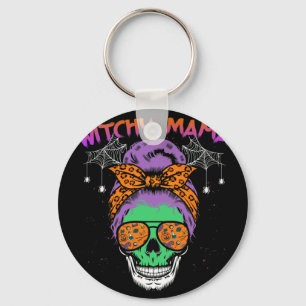 Witchy Mama Halloween Skull Witch Mum Key Ring
