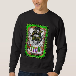 Witchy Mama Halloween Skull Witch Mum Women Spooky Sweatshirt