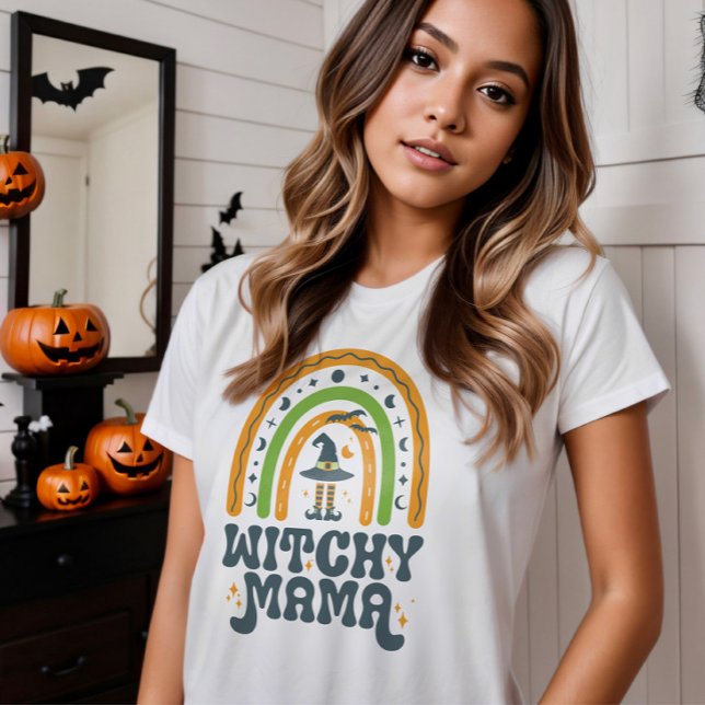 Witchy Mama Mum Mother Rainbow Groovy Halloween  T-Shirt (Witchy Mama Mom Mother Rainbow Groovy Halloween T-Shirt)
