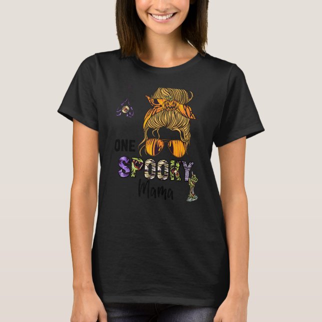 Witchy Mama Skull Witch Groovy One Spooky T-Shirt (Front)